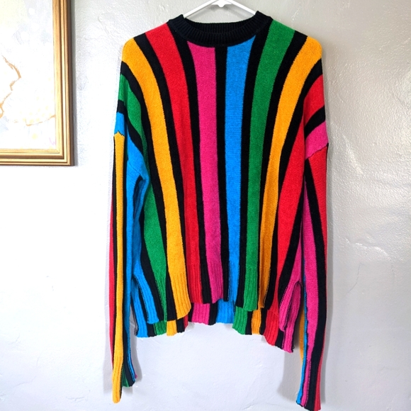Show Me Your MuMu Sweaters - show me your mumu rainbow striped marshmallow sweater pride small